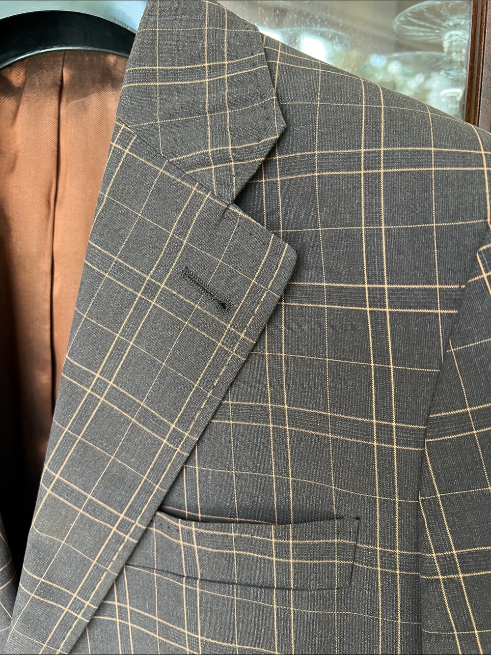 Italian Brown Windowpane Sport Coat Blazer - Classic Men's Tailored Look